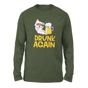 Drunk Again Men/Unisex Drop Shoulder Sweatshirt in Military Green color